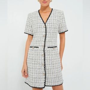 White tweed Tuckernuck ‘Josephine’ button down dress